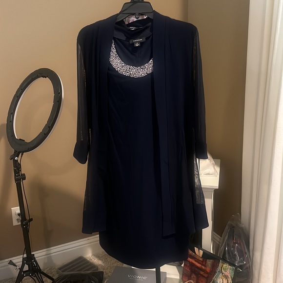 R&M Richard’s Embellished Dress and Illusion Duster Jacket Size 12 - Picture 4 of 7